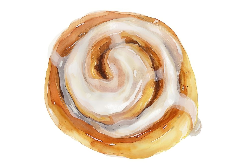 Cinnamon roll spiral food white background.