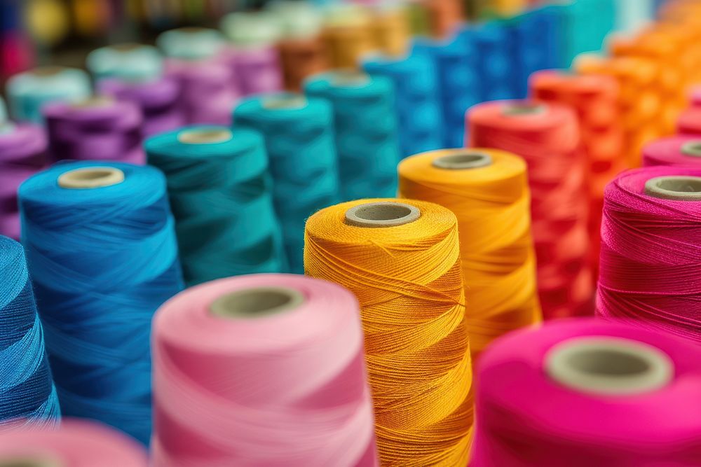 Colorful embroidery thread material industry market.