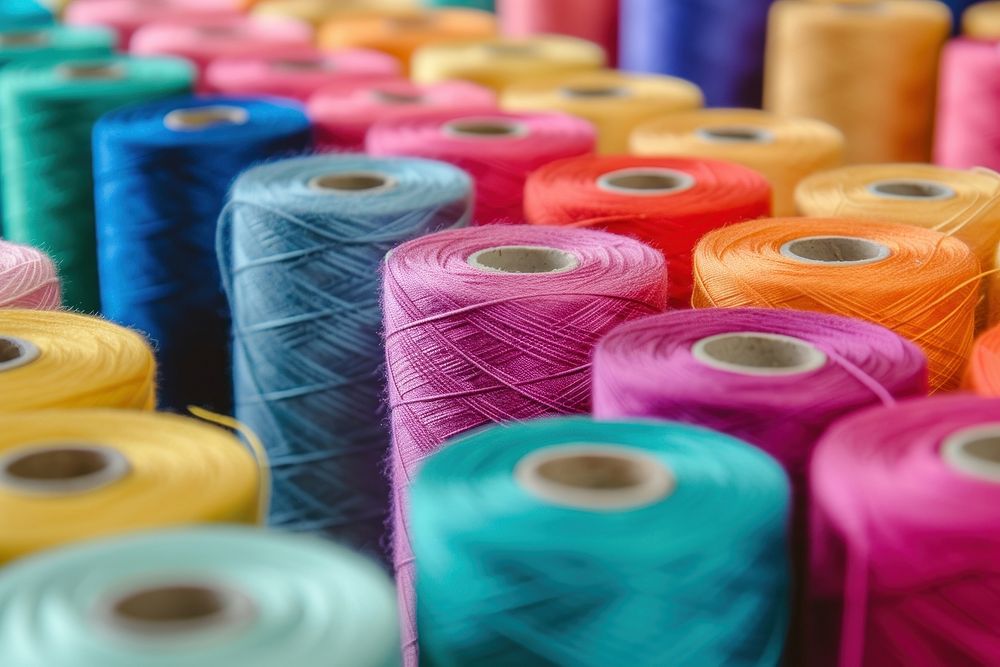 Colorful embroidery thread material industry spool.