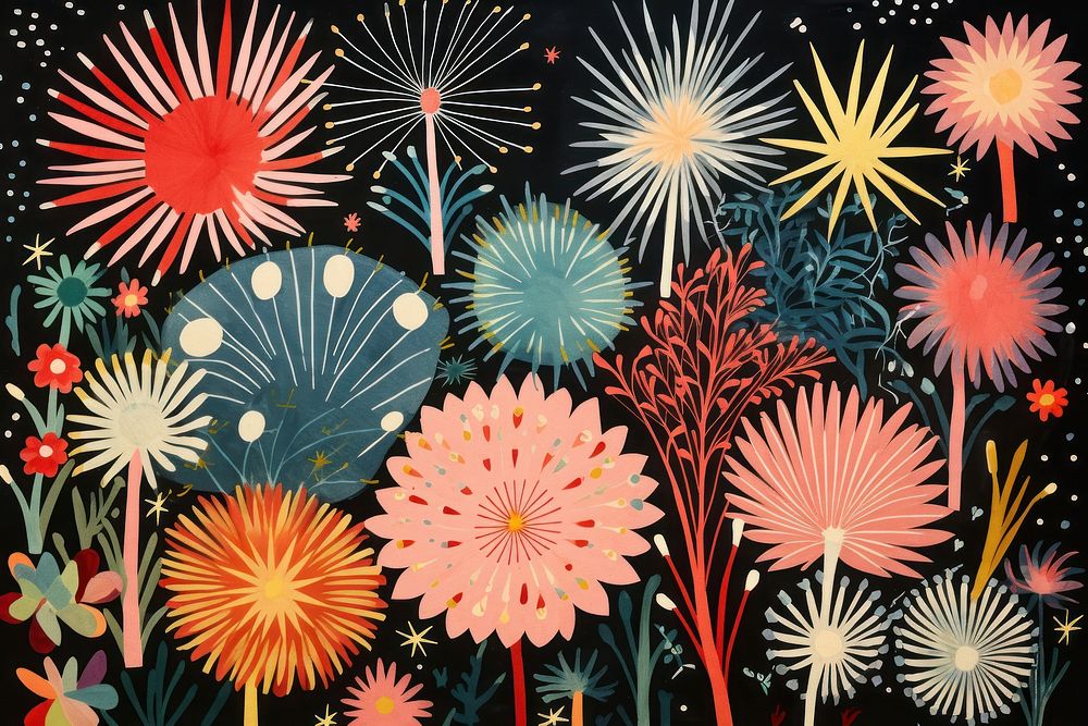 Colorful fireworks pattern flower nature.