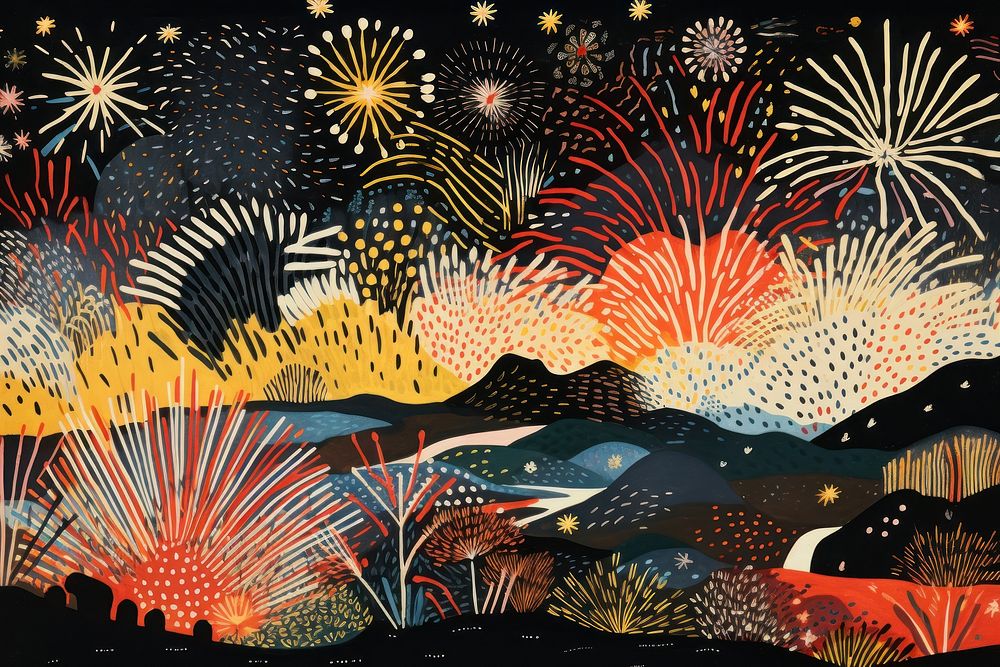 Colorful fireworks outdoors pattern nature.