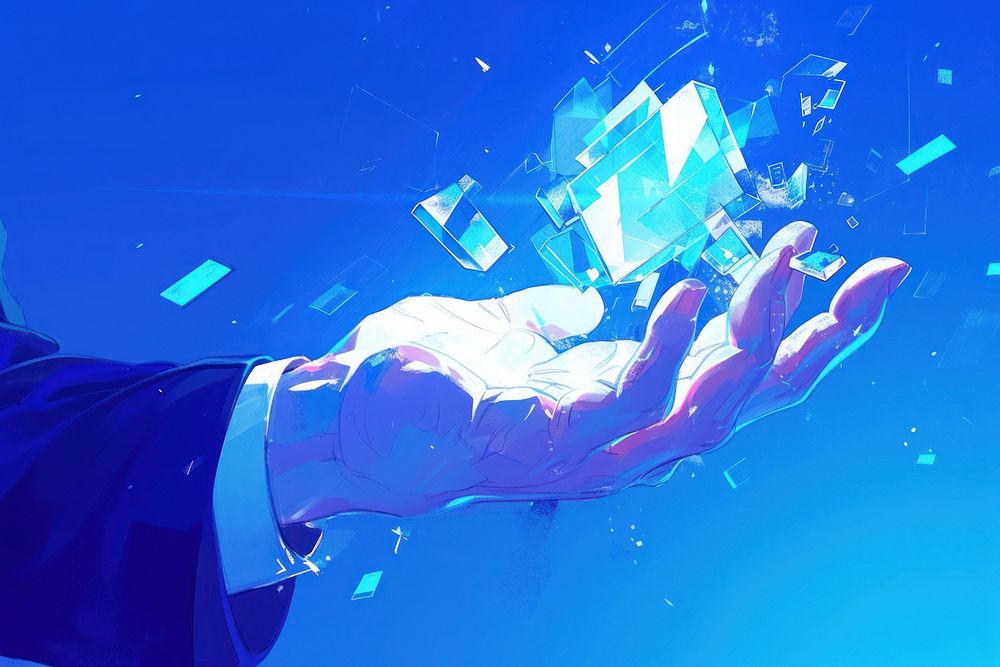 Businesswoman do open one hand technology futuristic abstract.