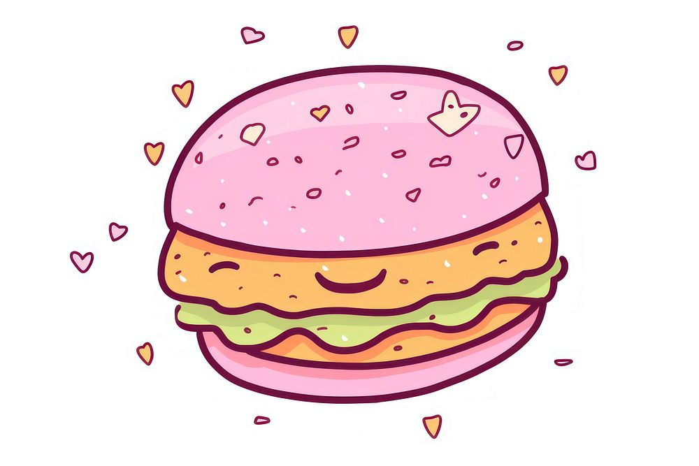 Doodle illustration burger cartoon food hamburger.