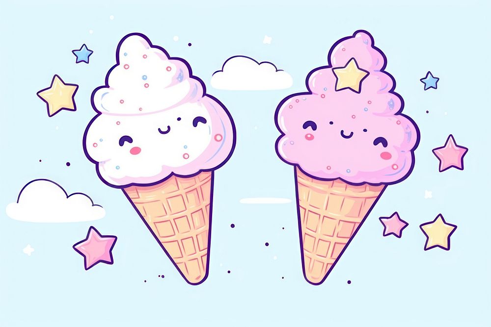 Doodle illustration icecream dessert cartoon food.