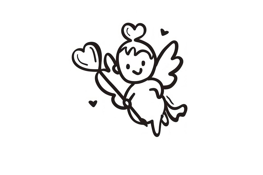 Cupid doodle white line.