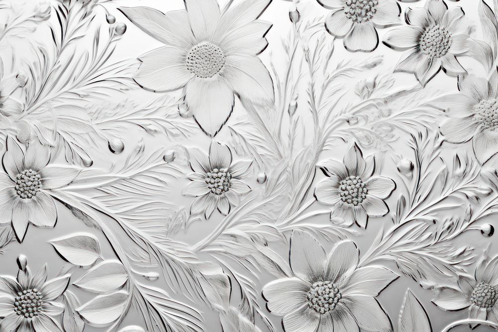 Frosted ice patterned glass white backgrounds flower.