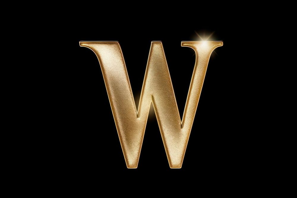 Golden alphabet W letter text logo darkness.