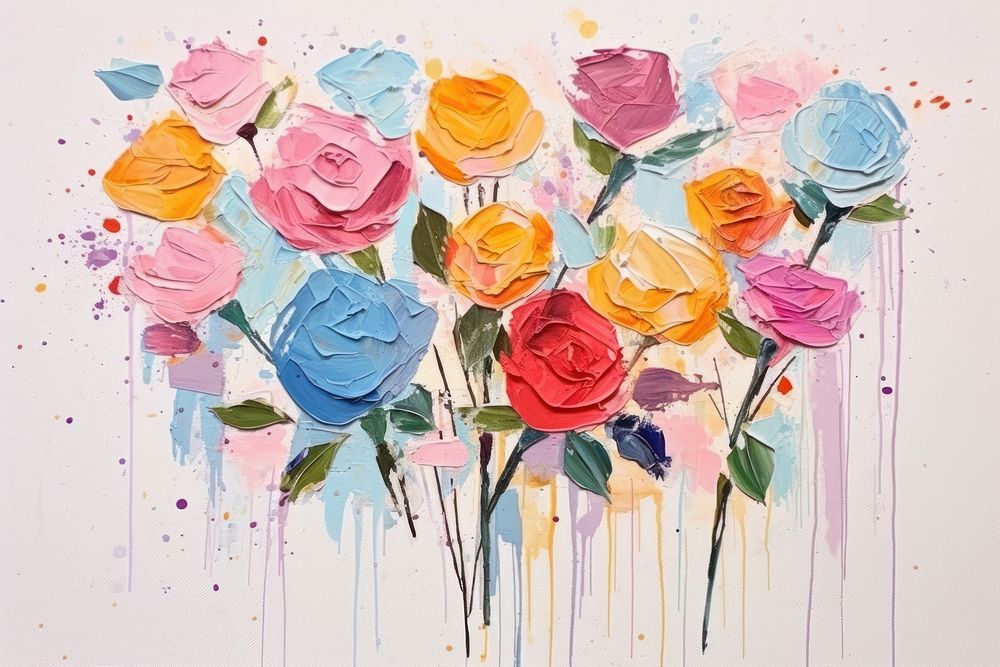 Rose bouquet art painting drawing.