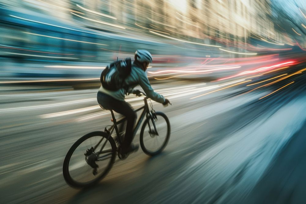 Man cycling bicycle vehicle motion.