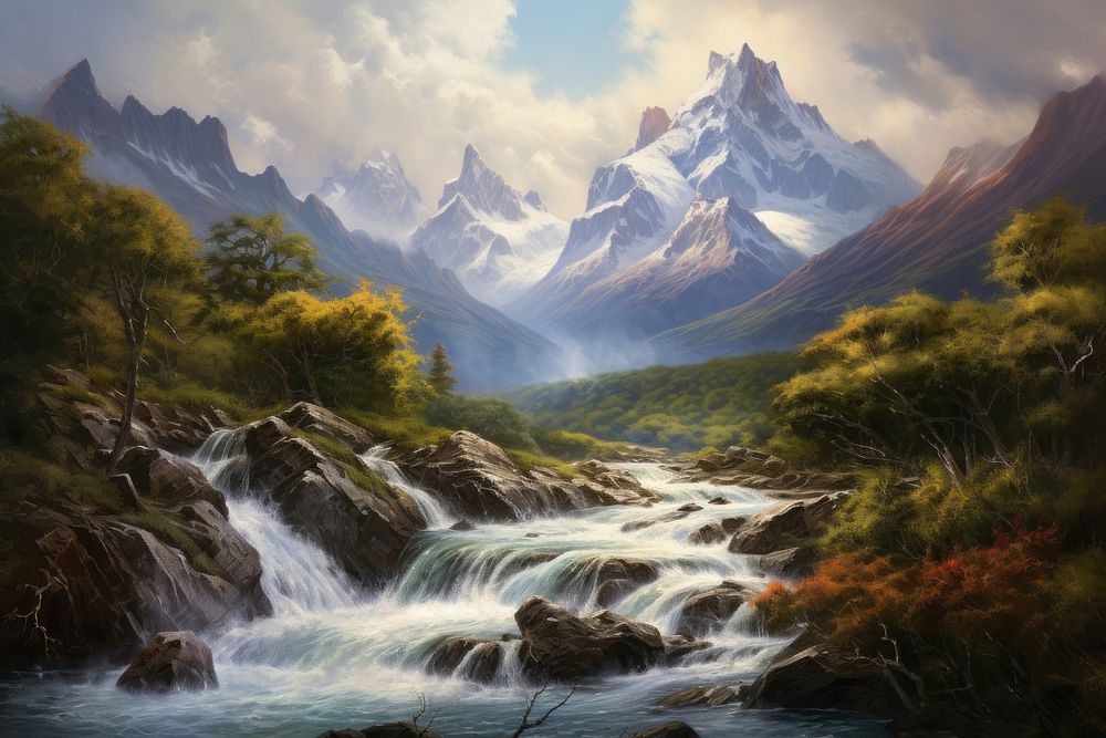 Patagonia in Argentina landscape outdoors painting.