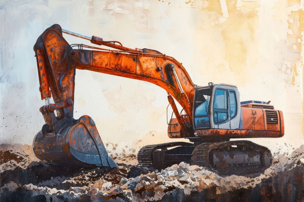 Excavator demolition  painting.