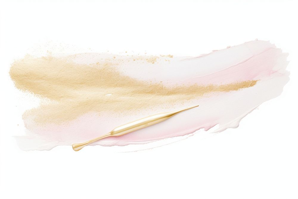 Gold abstract brush stroke white background cosmetics stained.