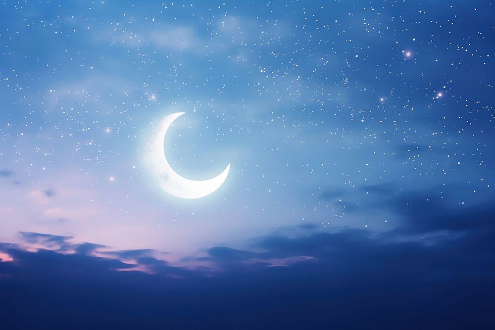 White sky background with crescent moon astronomy outdoors eclipse.