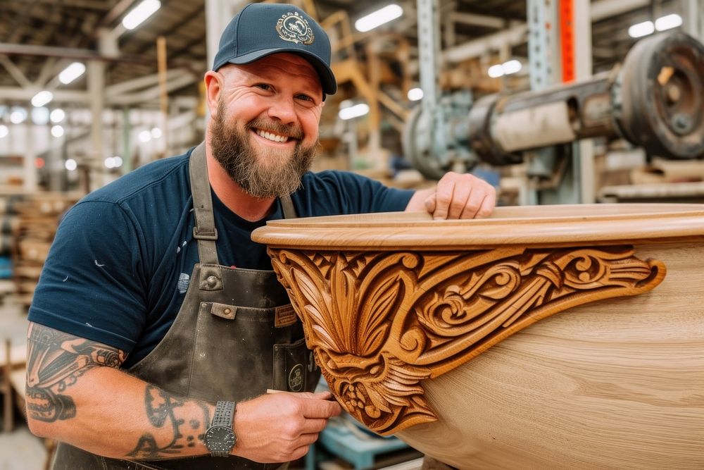 Men make furniture adult wood manufacturing.