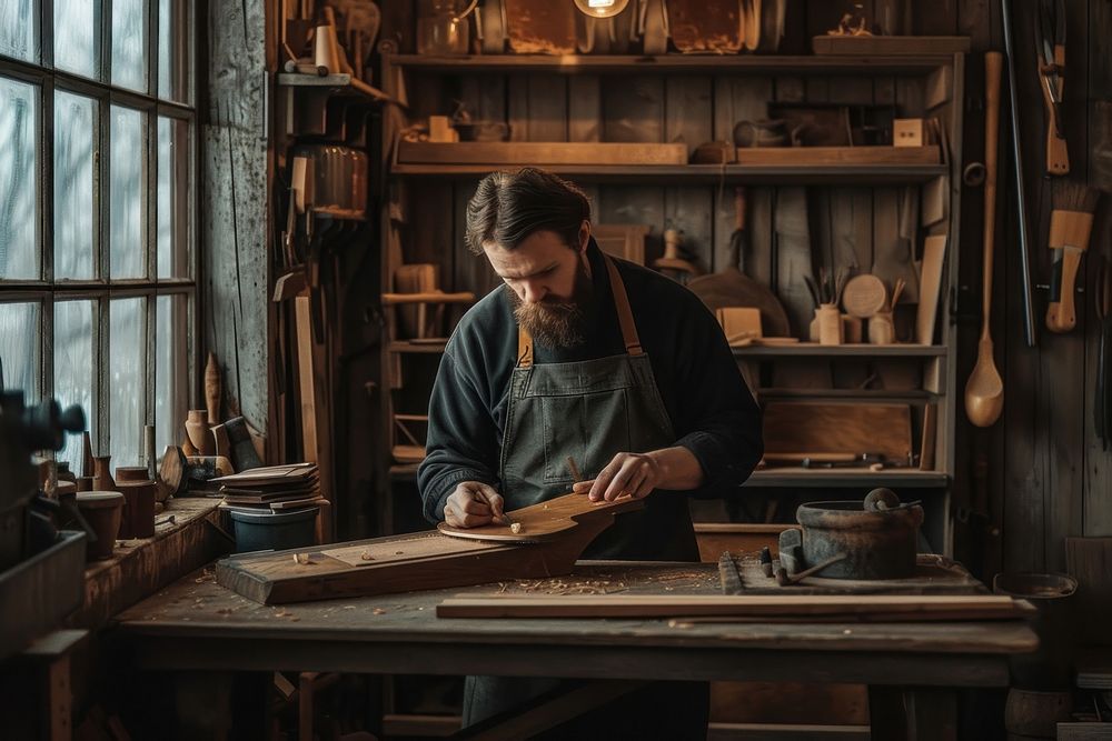 Men make woodcraft architecture adult tool.