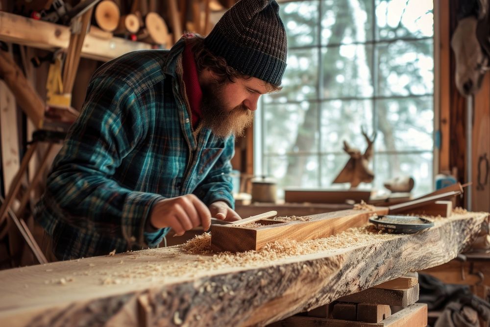 Men make woodcraft adult concentration construction.