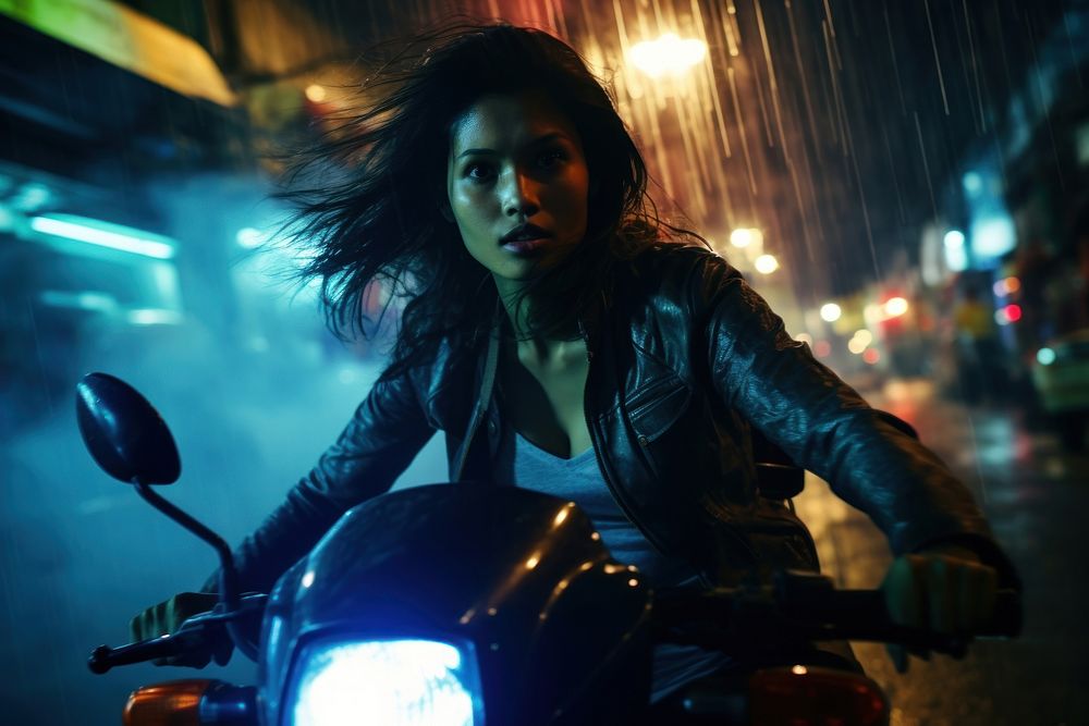 Thai woman motorcycle portrait vehicle.