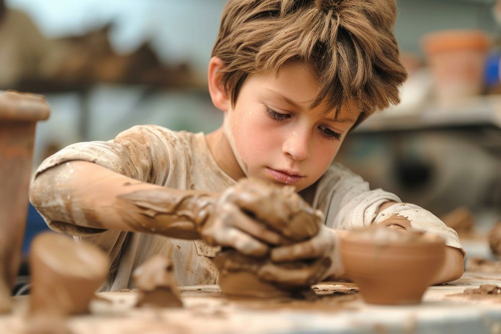Sculpts clay crafts pottery concentration contemplation woodworking.