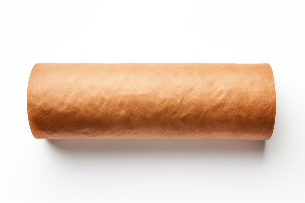Roll of baking paper white background textured brown.