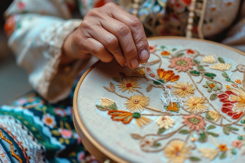 Women make Embroidery work embroidery pattern art.