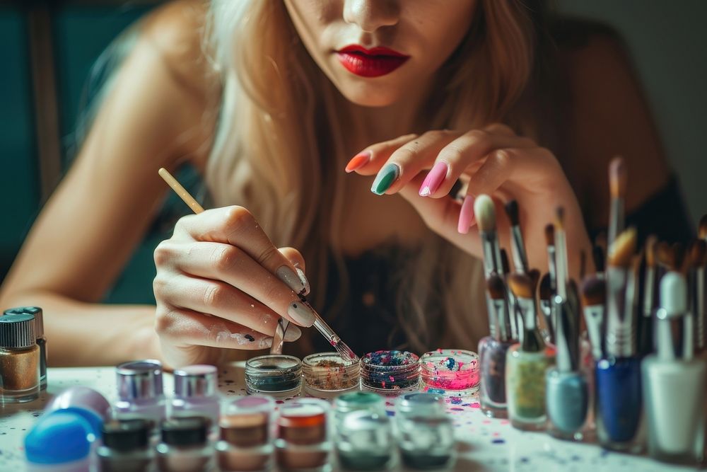 Women paint nail cosmetics brush paintbrush.
