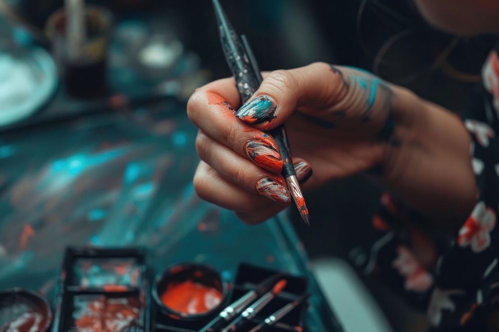 Women paint nail brush paintbrush creativity.