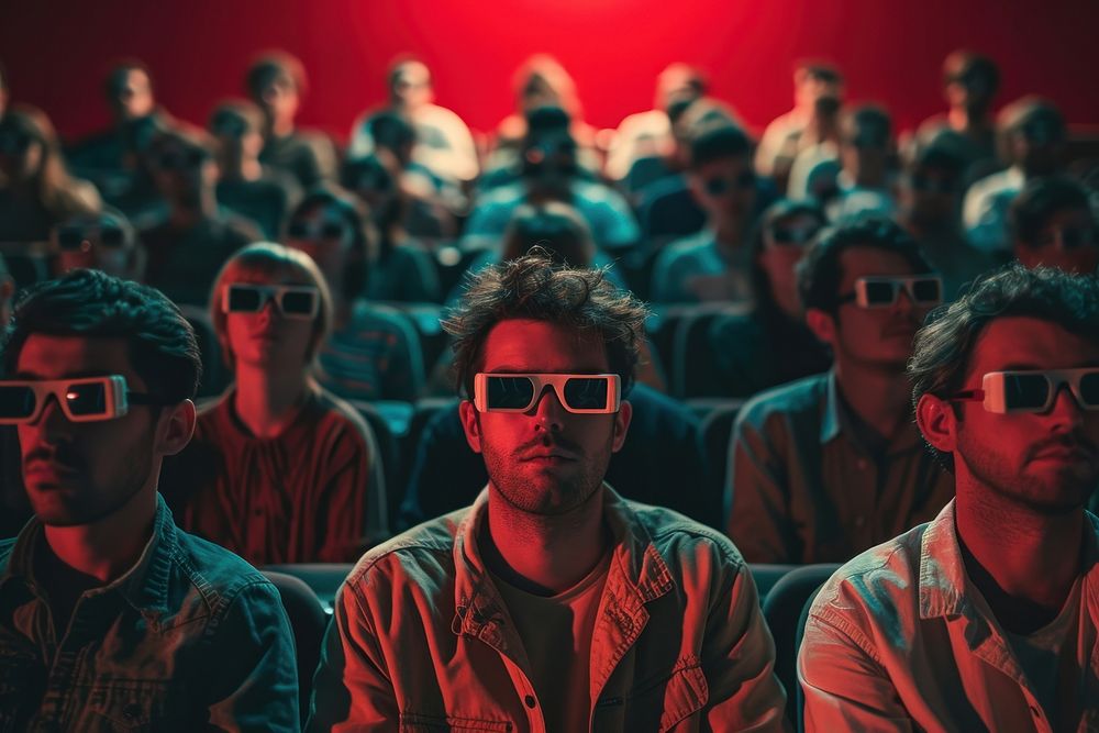 Vintage people watching movie in the cinema wearing 3d glasses photography sunglasses audience.