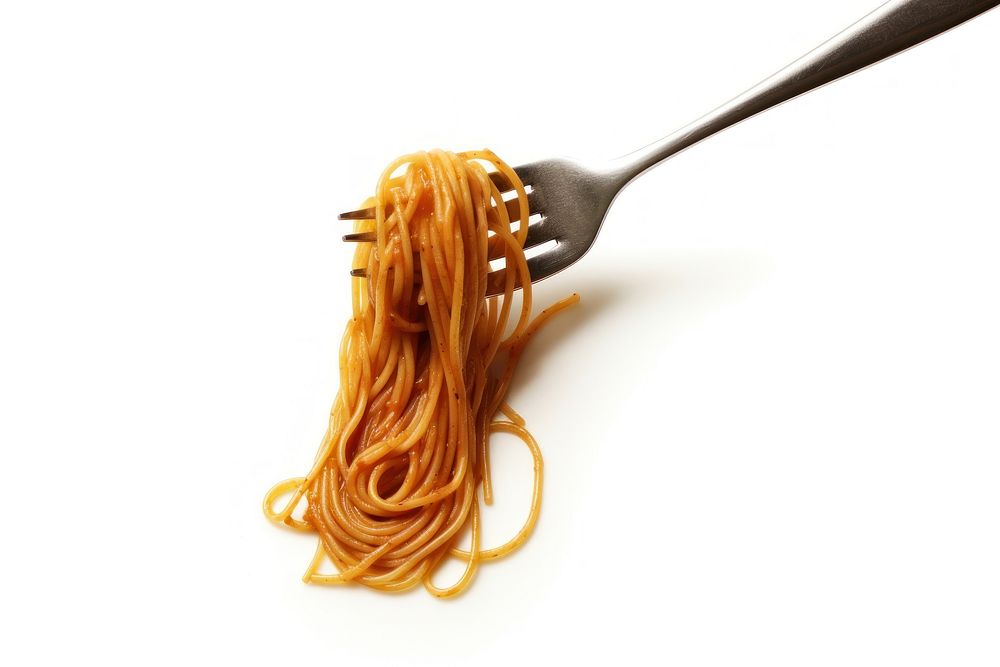 Spaghetti on fork noodle pasta food.