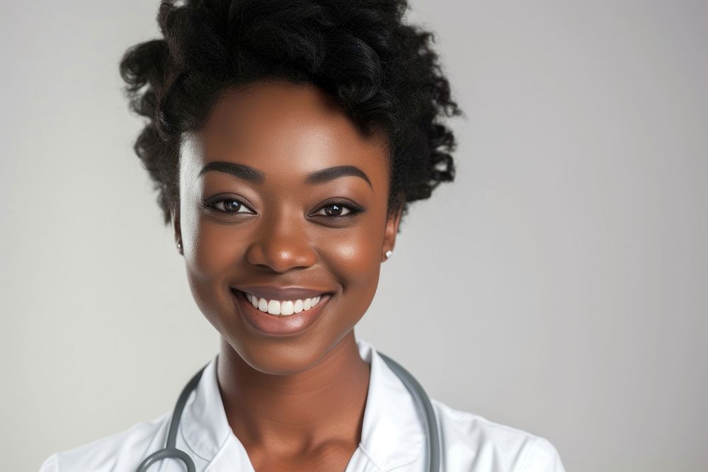 Portrait smiling doctor nurse.