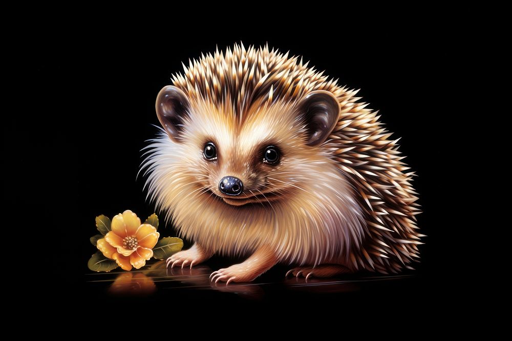 Airbrush art of a hedgehog animal mammal erinaceidae.