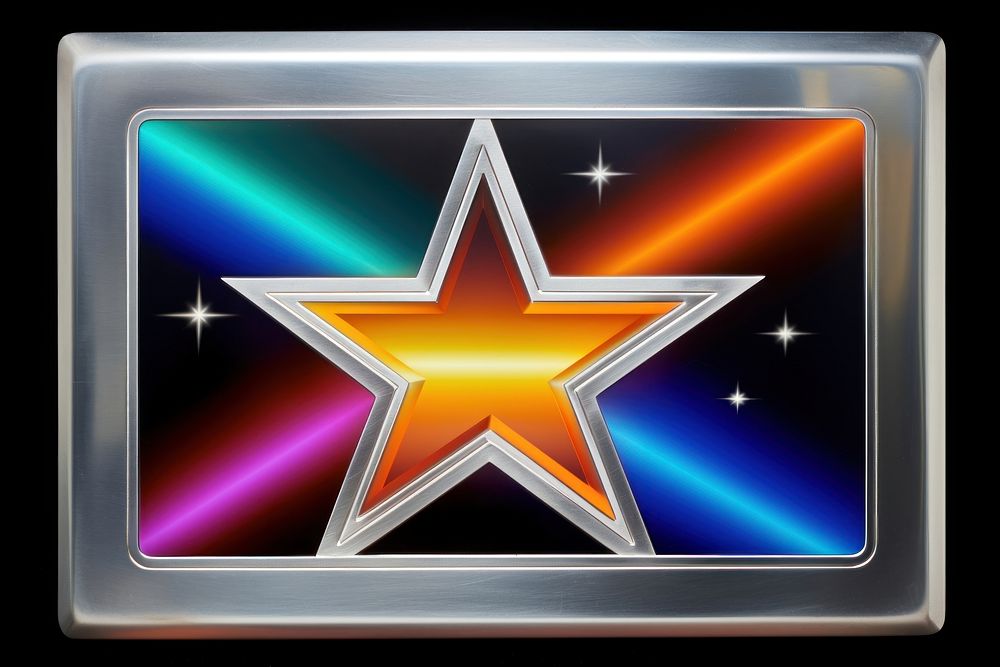 Silvere gradients in rectangle symbol star illuminated.