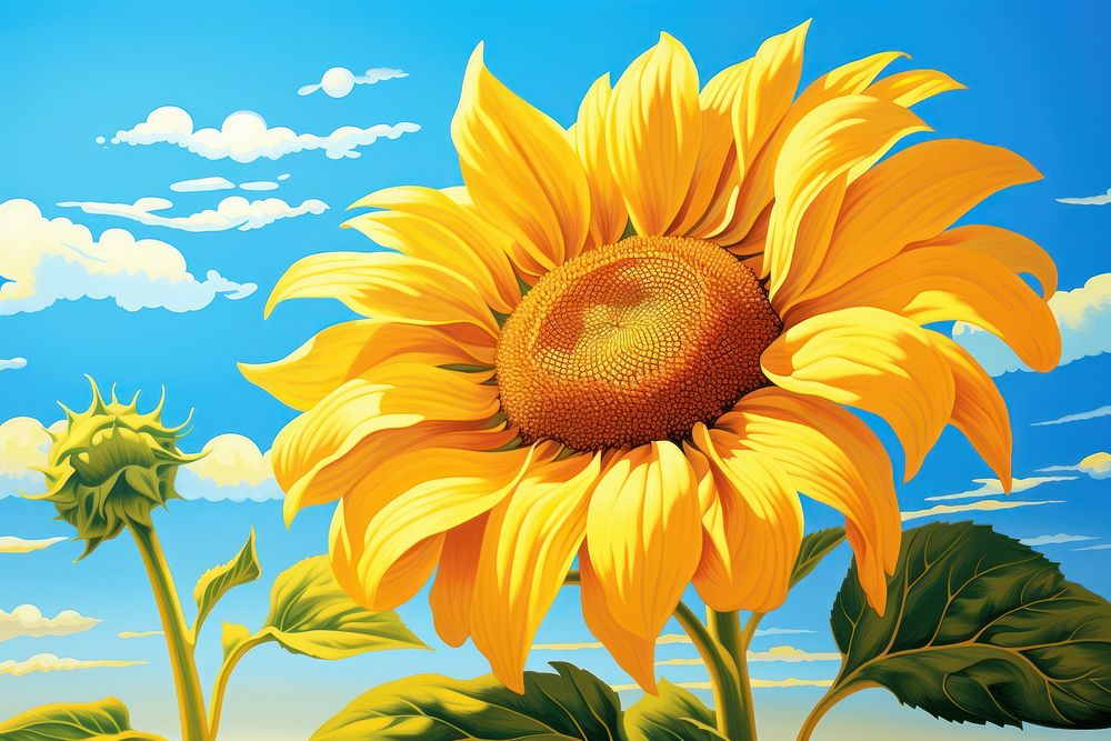 Sunflower outdoors plant sky.