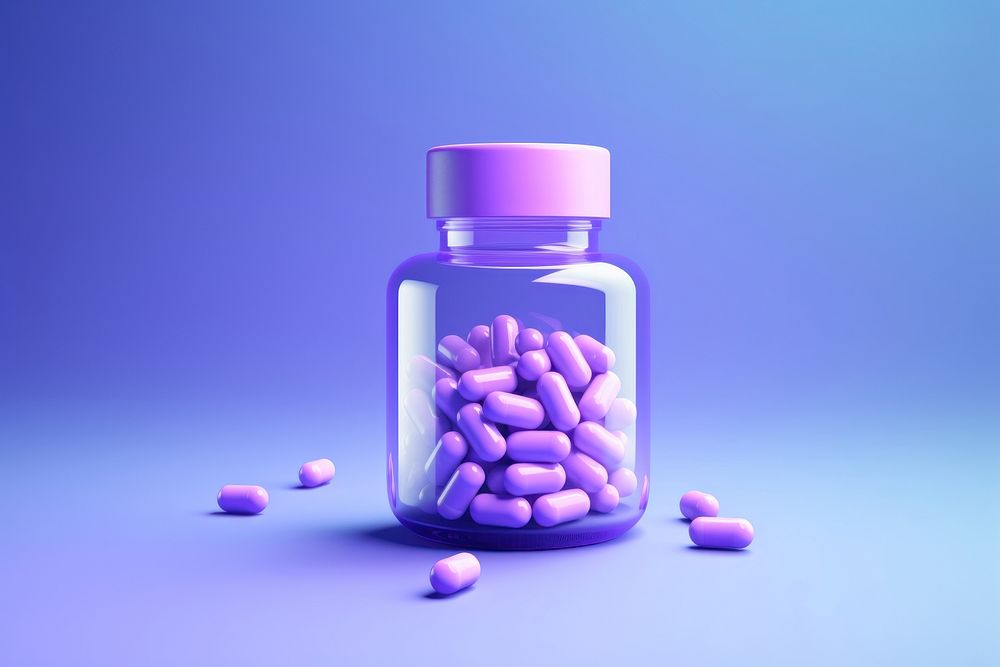 Pill capsule violet medication.