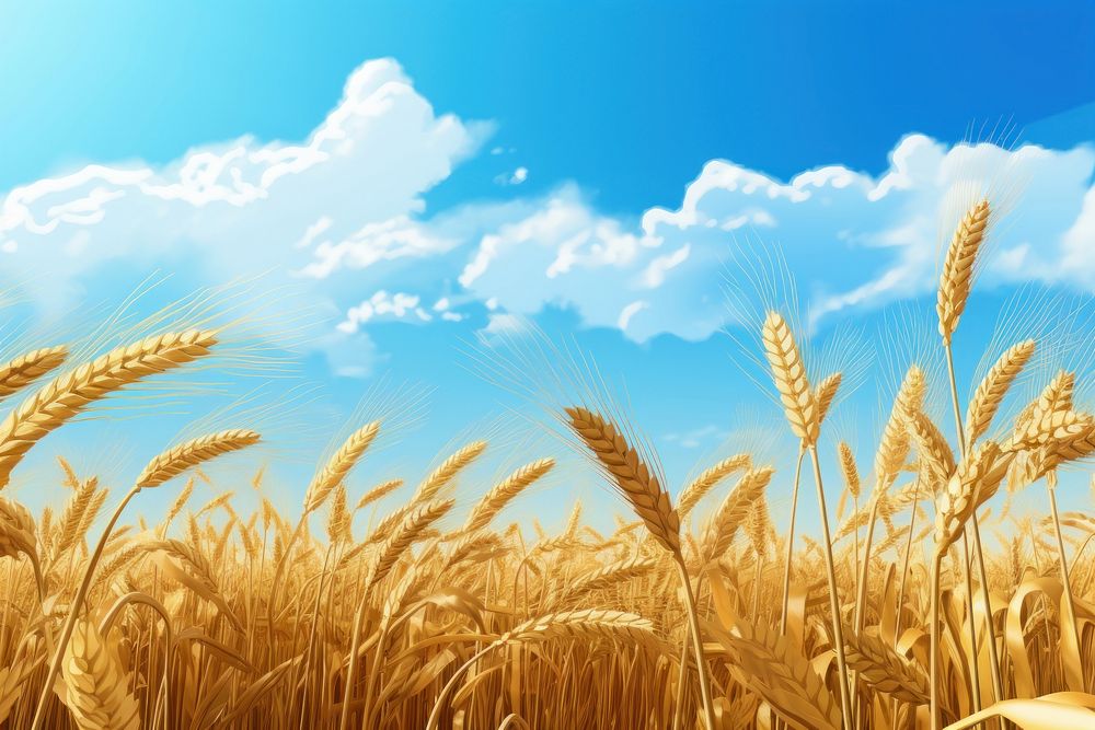 Wheat field sky agriculture backgrounds.
