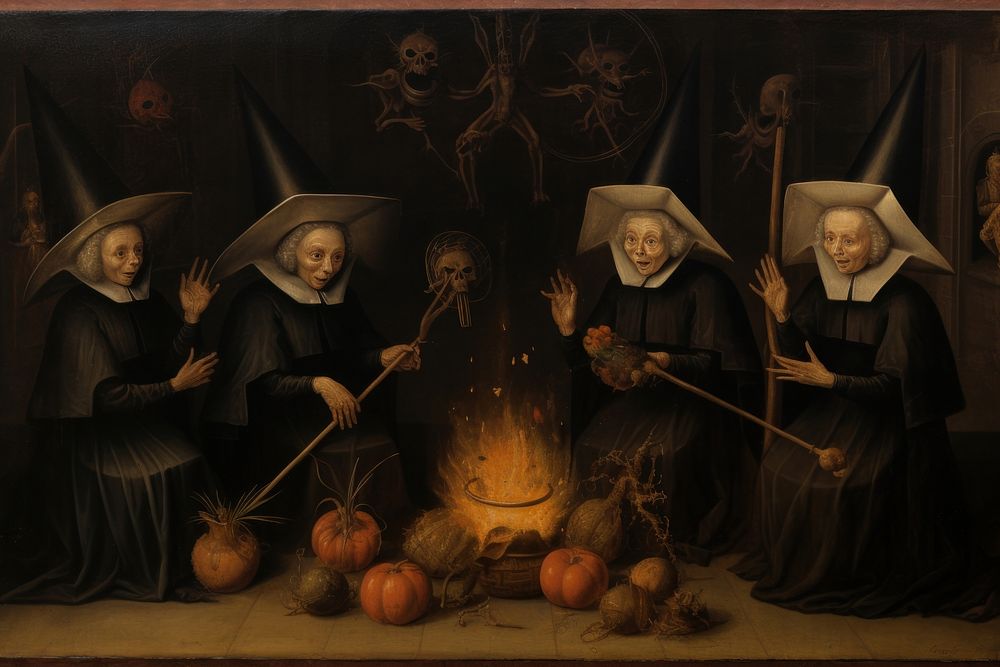 Witches painting art representation.