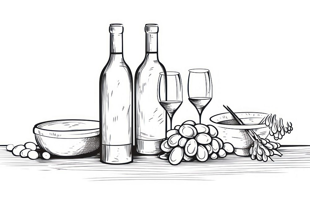 Wine sketch wine drawing.