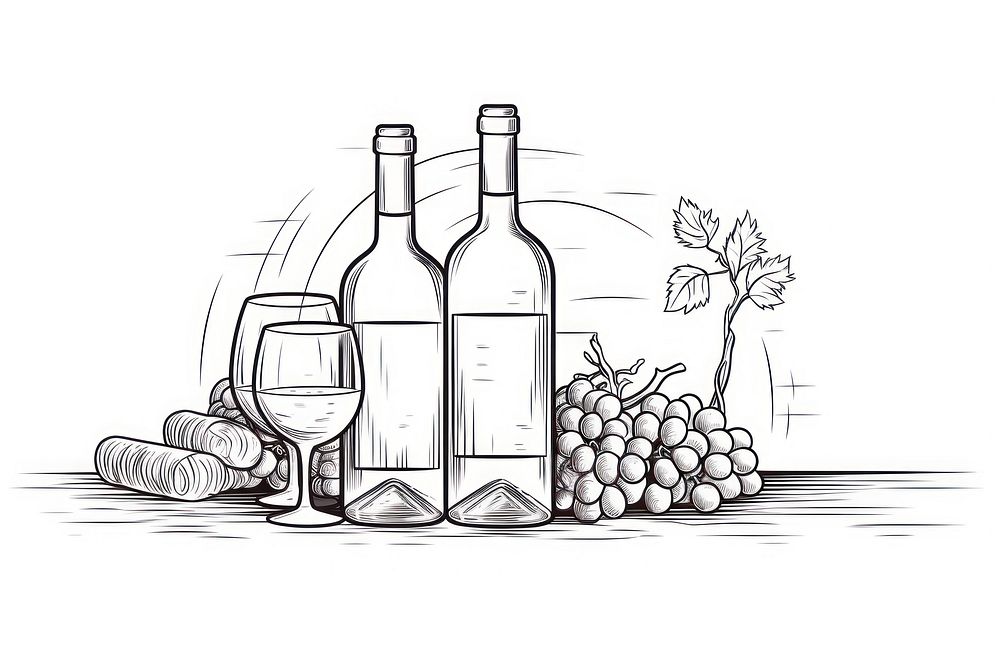 Wine sketch wine drawing.