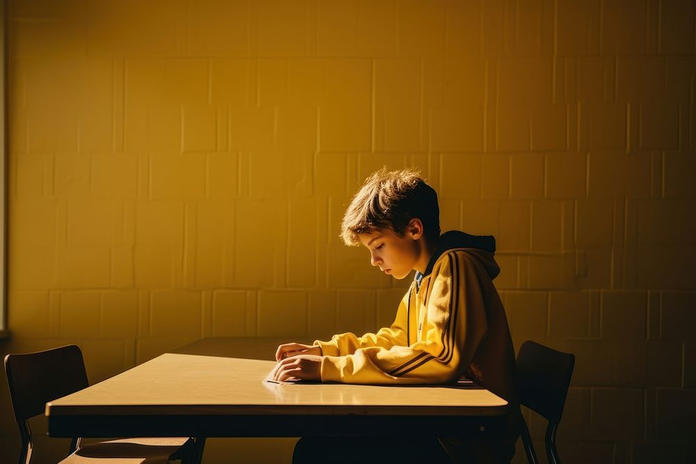 A kid with autism can not study in classroom furniture sitting table.