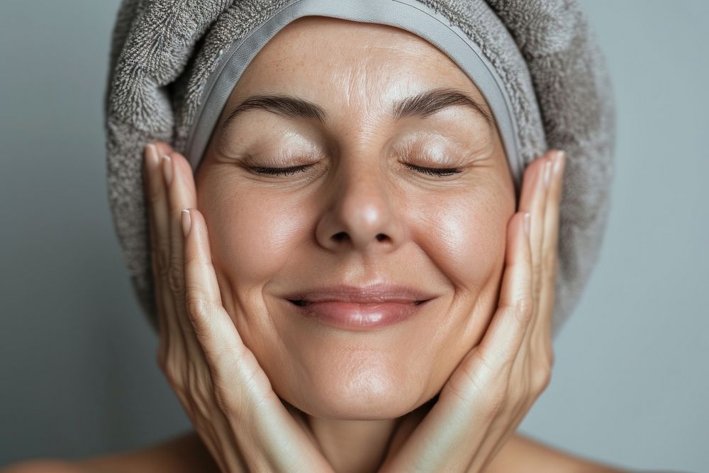 Elderly woman having skincare spa day adult perfection relaxation.