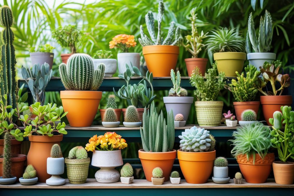 Plant collection cactus arrangement.