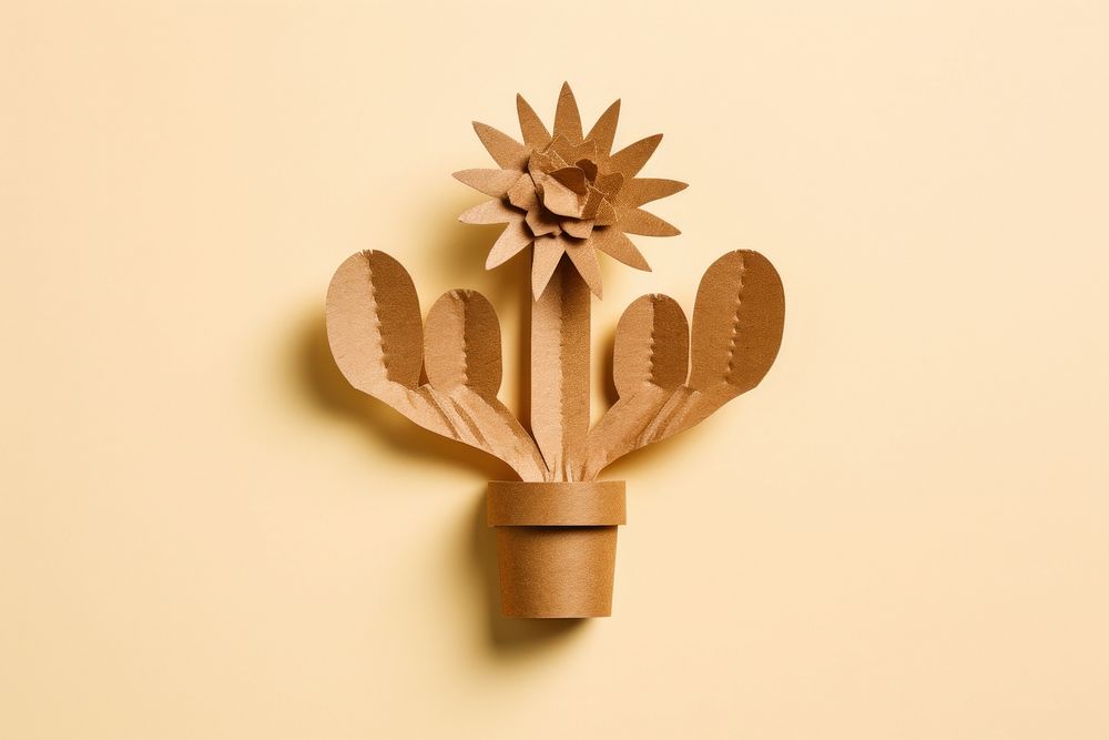 Cactus symbol made of cardboard paper craft art representation.