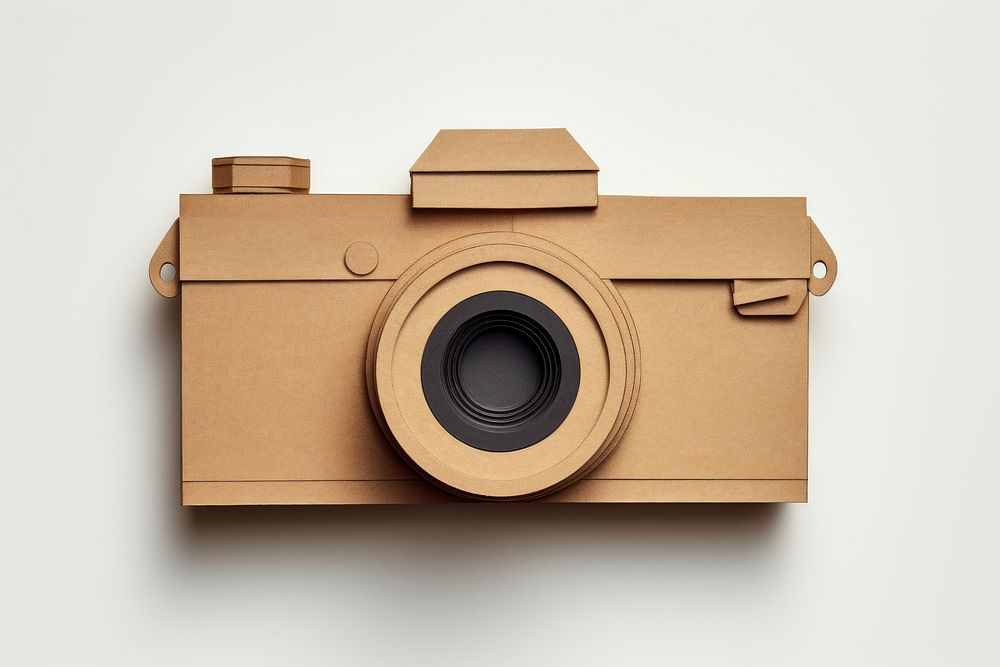 2d camera symbol made of cardboard paper photographing electronics technology.