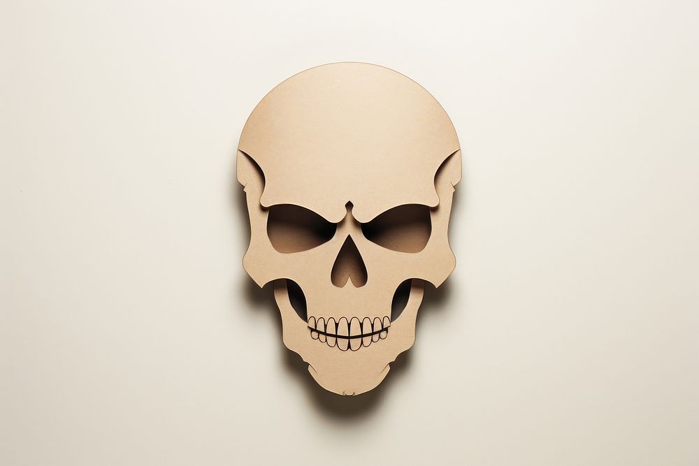2d skull symbol made of cardboard paper photo representation anthropology.