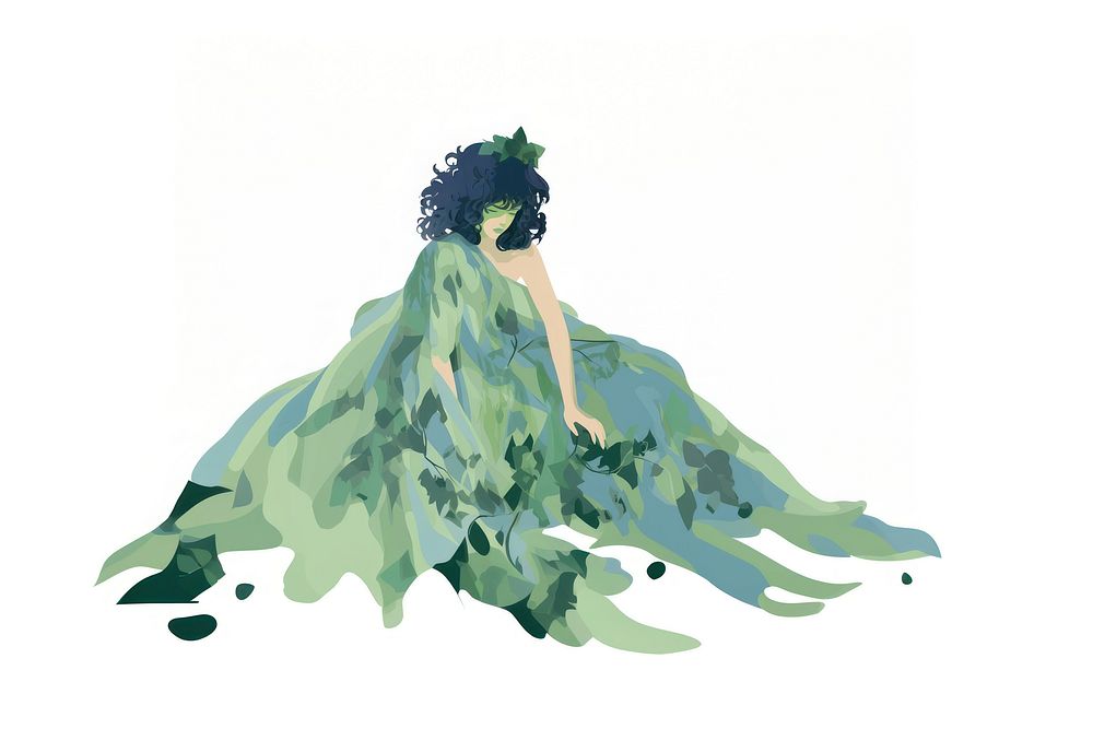 Evergreen painting fashion dress.