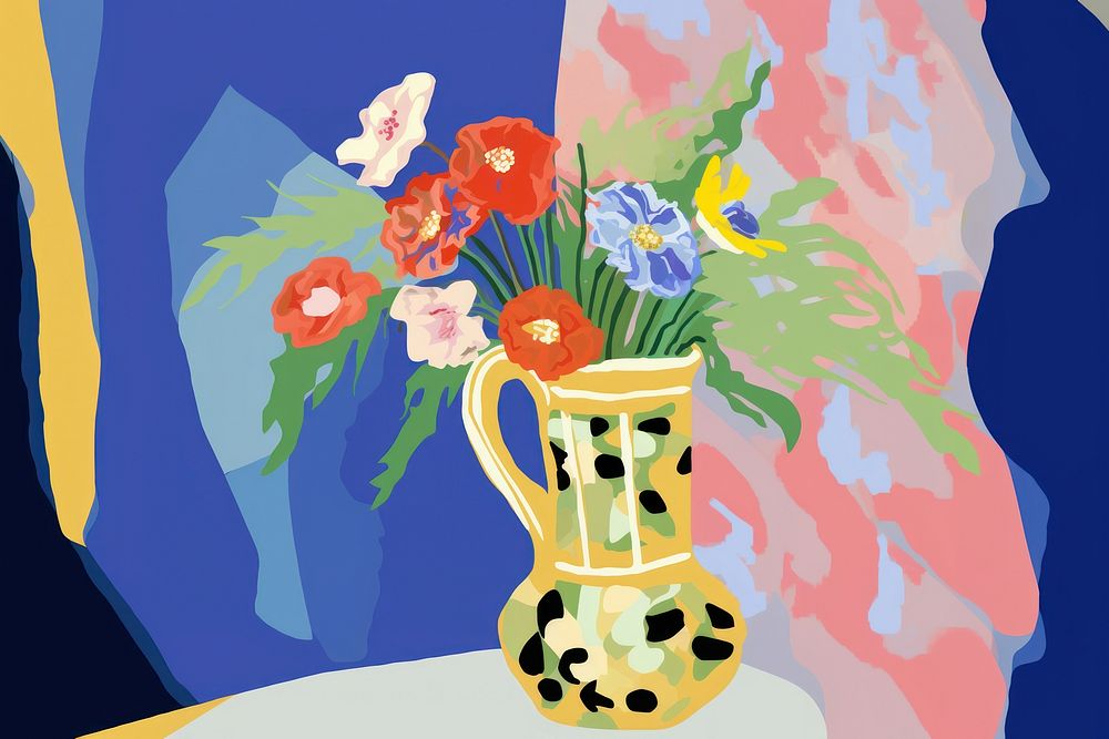 Flower in vase art painting graphics.