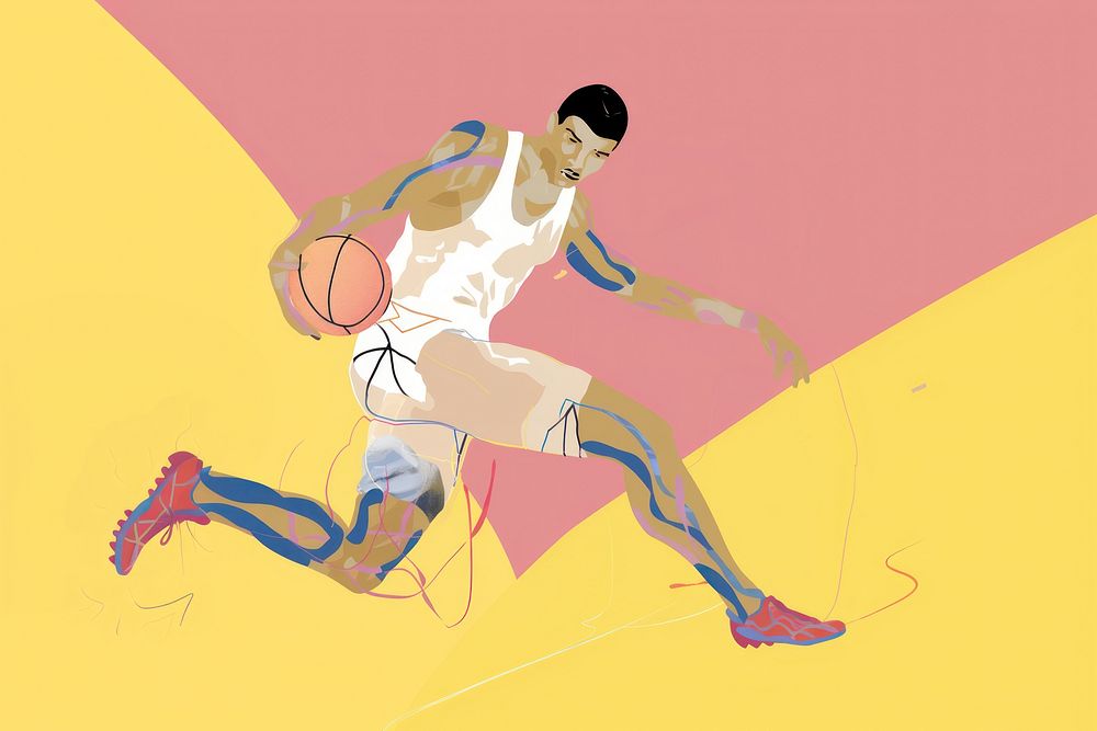 Male person playing basketball sports adult art.