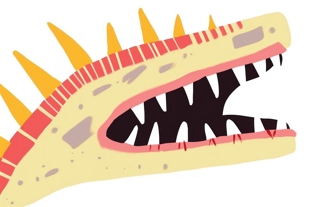 Spiky fangs dinosaur teeth cartoon.