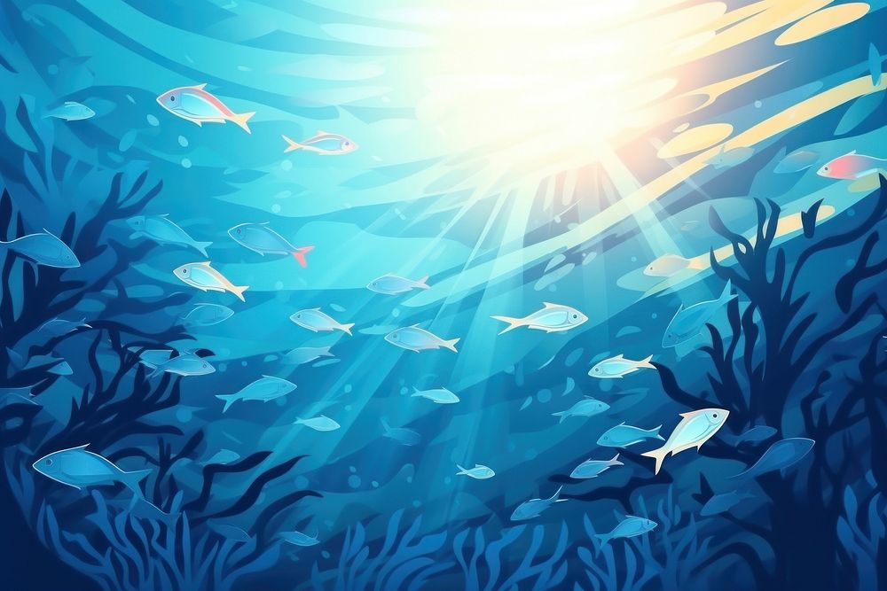 Jamb fishes underwater sea backgrounds sunlight.