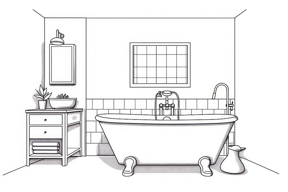 Bathroom bathtub sketch line.