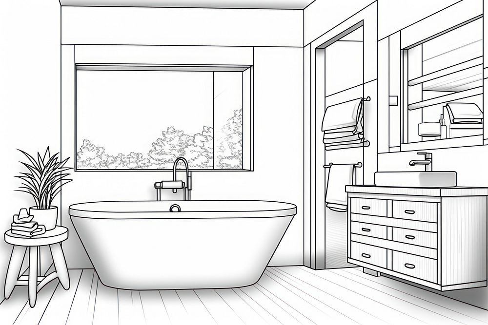 Bathroom bathtub sketch sink.